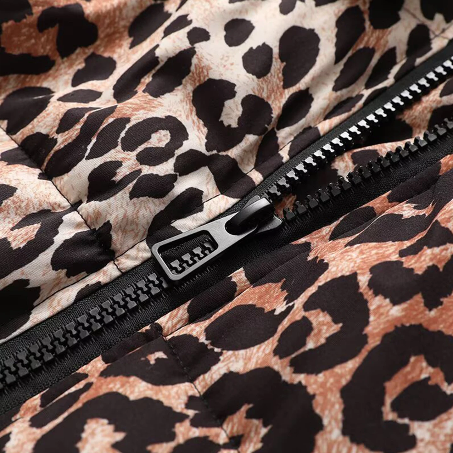 2025 Summer New Faion Women's Long Coat Leopard Print Warm Sli Cotton Jaet Z Commute Loose Fit Zipper Hooded