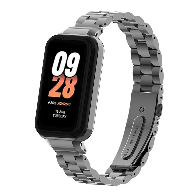 For Xiaomi Mi Band 8 Active Strap Case Protector Stainless Steel Watchband Protective Cover For mi Band 8 active Metal Bracelet