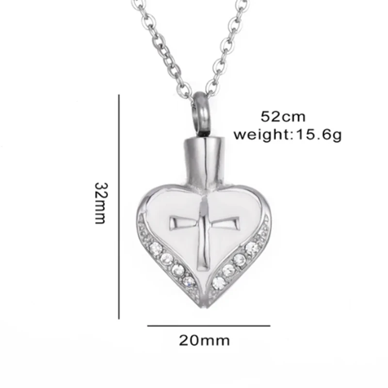 Love Heart Urn Necklace Stainless Steel Cross Jewelry for Women Men Keepsake Pendant Memorial Locket Gift Ash Holder