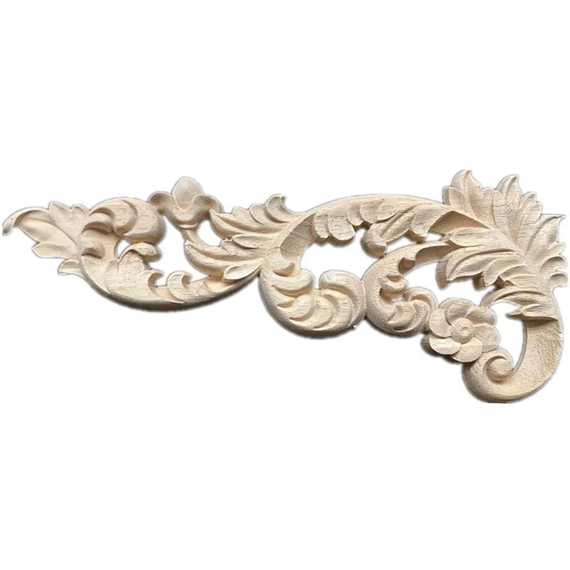 30cm Wood Carved Corner Onlay Applique Unpainted Frame Cupboard Cabinet Decal for Home Furniture Decoration