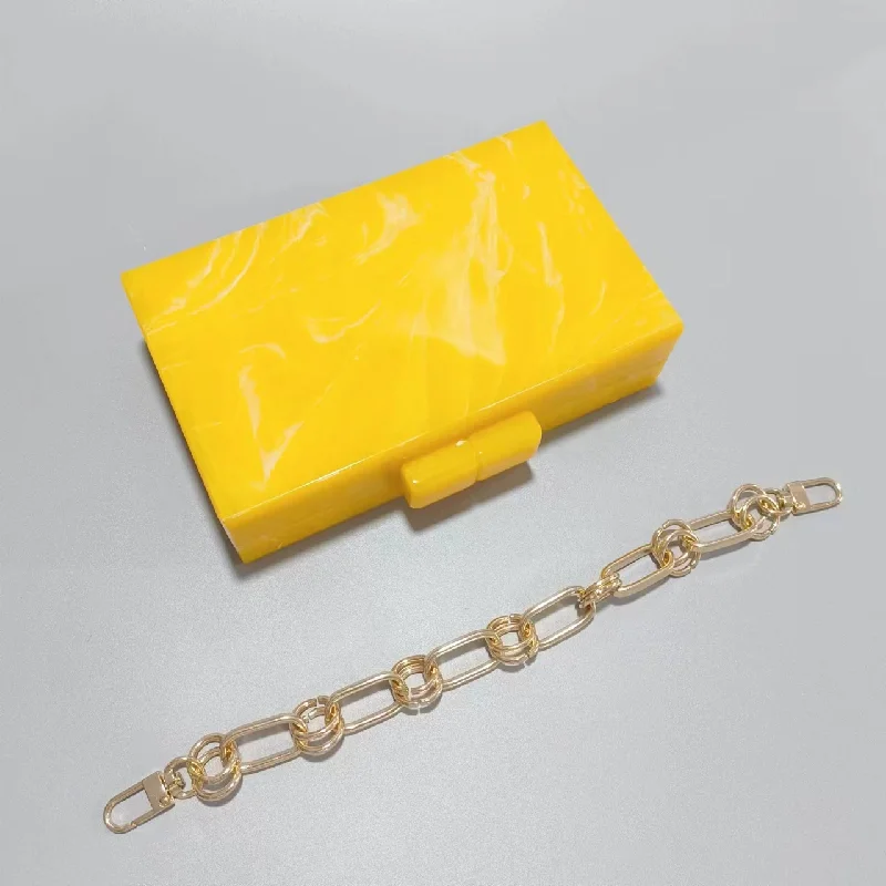 Wedding Yellow Crossbody Evening Bag Acrylic Fashion Clutch Shoulder New Luxury Woman Brand Original Celebrating Rectangular