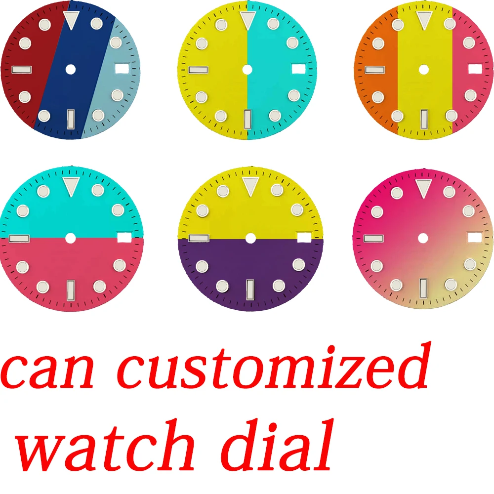 customizable dial DIY logo 28.5mm dial diameter NH35/NH36 movement luminous dial with single/double calendar watch accessories