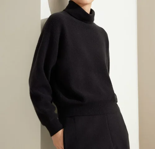 Bat Sleeve Pure Cashmere Jacket New Winter Loose High Collar Knitwear