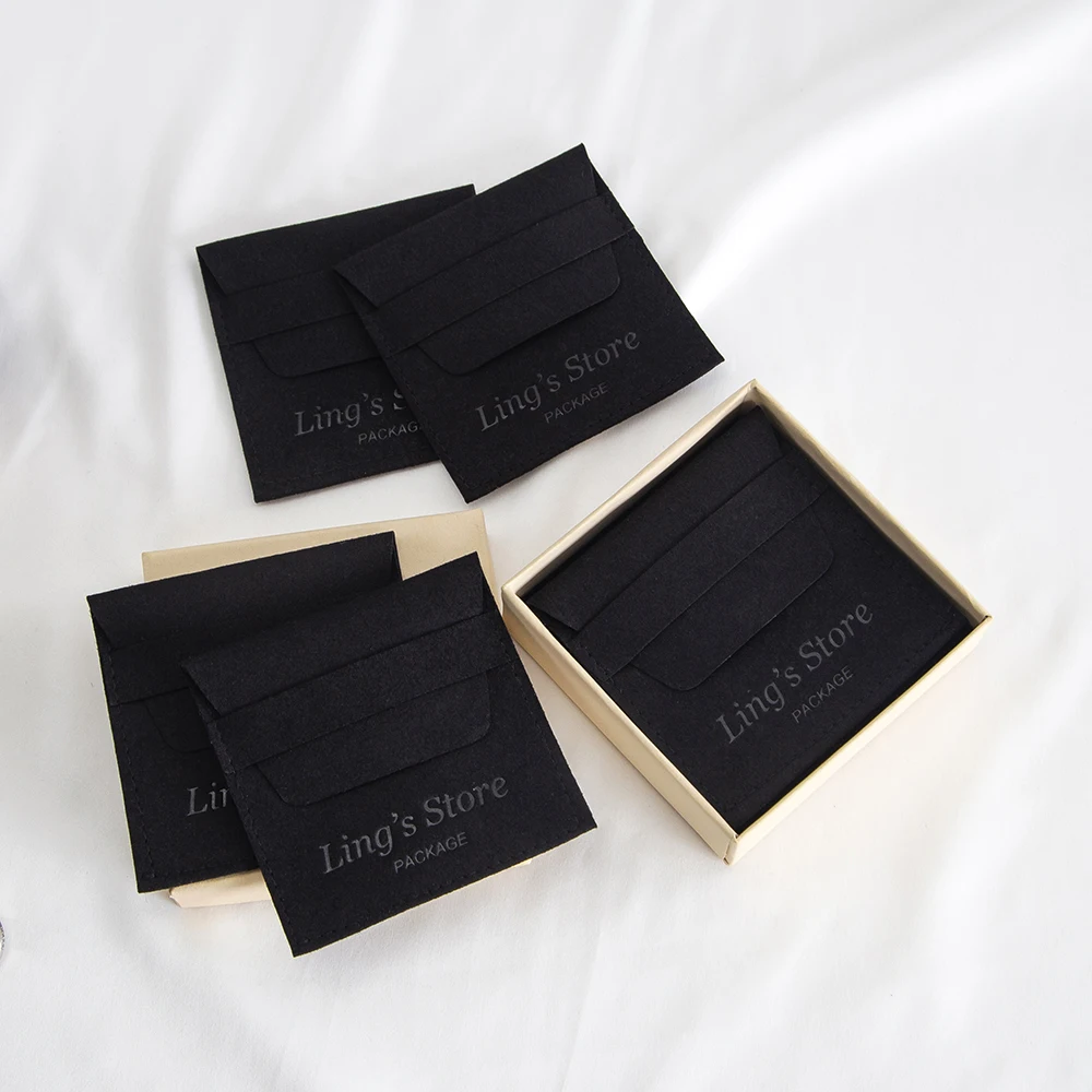 

100Pcs Custom Jewelry Microfiber Velvet Gift Bag Envelope Flap Pouches Cosmetic Earrings Ring Perfume Pendant Necklace Organizer