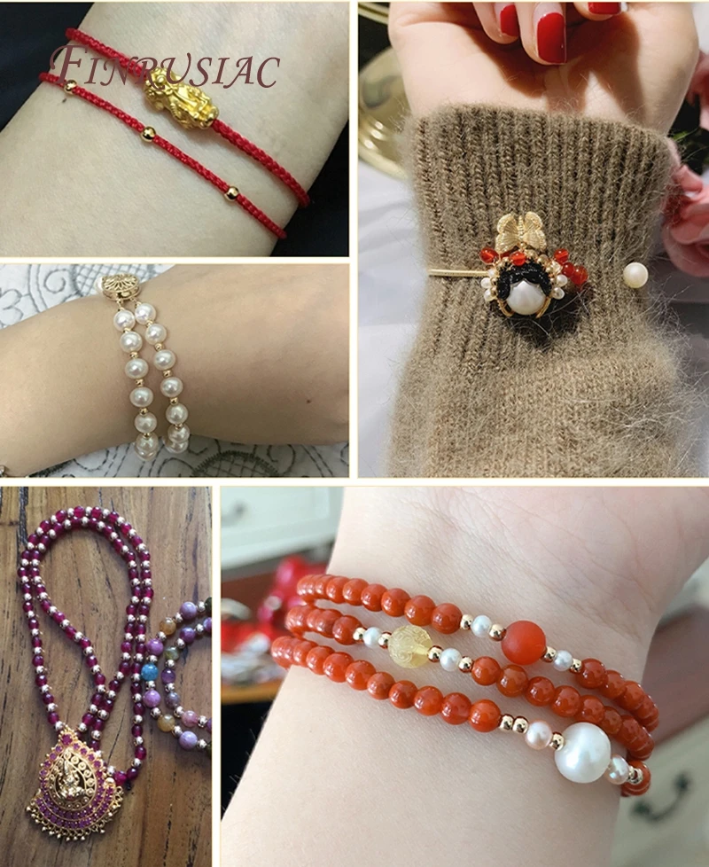 2/2,5/3/4/5/6MM Runde Nahtlose Perlen 14K Gold Überzogene Metall glatte Spacer Perlen Für Armband Hohe Qualität DIY Schmuck Zubehör – Detail 11