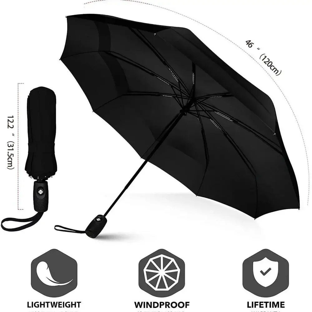 Automatic Folding Umbrella Windproof Breathable One-Click Open Close Popular Tri-Fold Parasol Portable Compact Outdoor Accessory