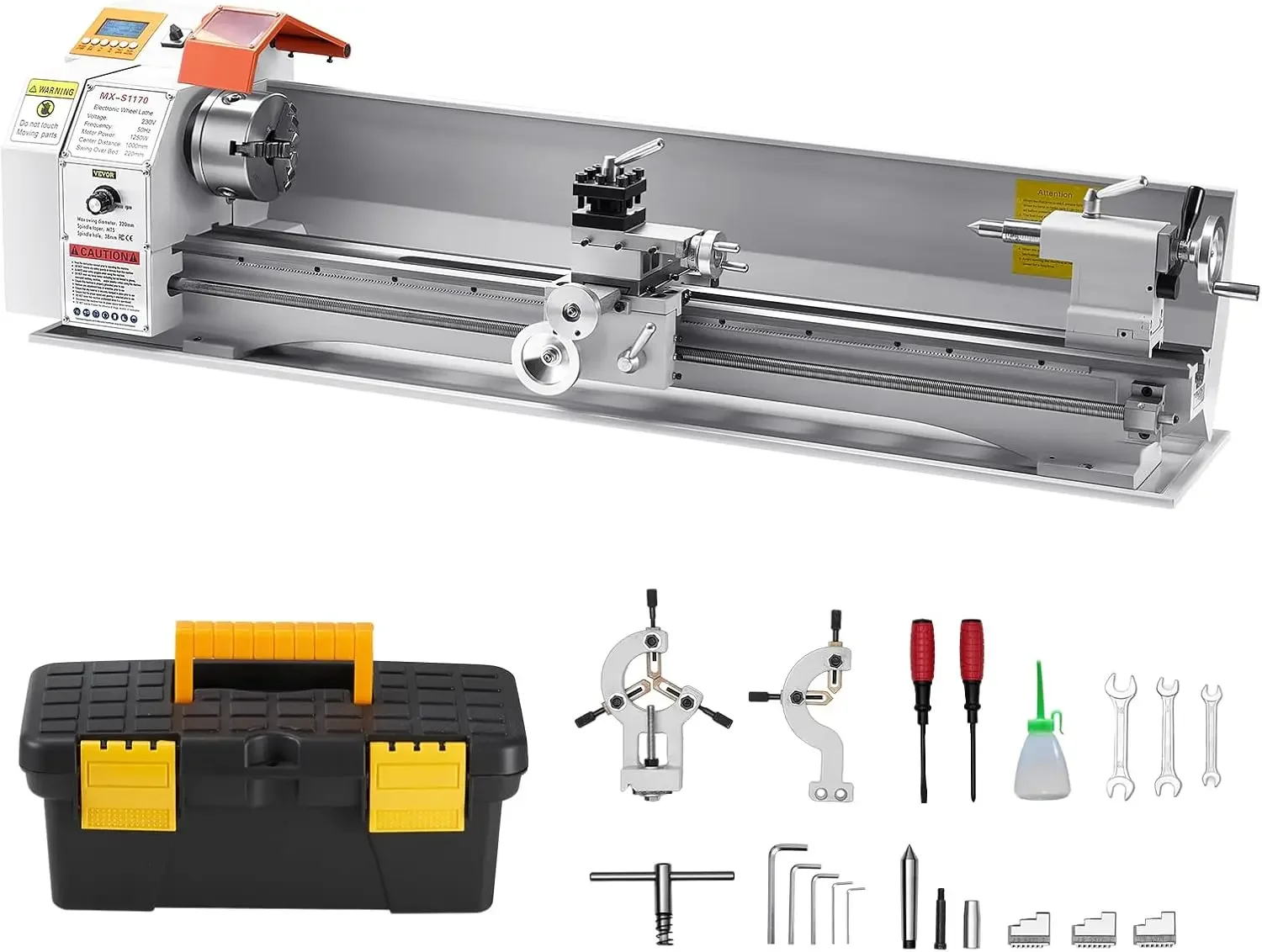 VEVOR Metal Lathe Machine, 8.7 x 39 in, Precision Bench Power Metal Lathe, Automatic Feed, 0-2500 RPM Variable Speed, 1250W Brus