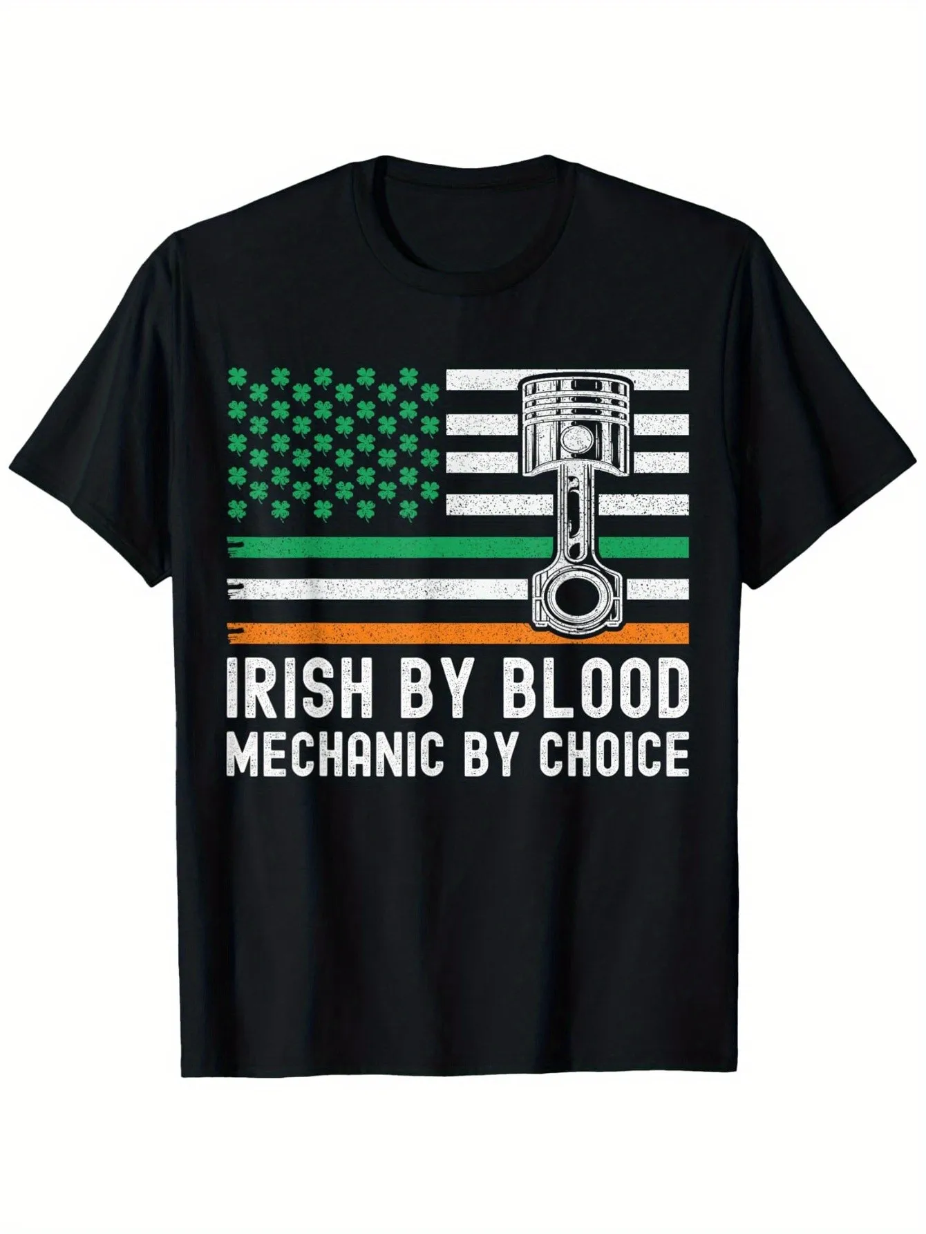 

Футболка унисекс Irish by Blood Mechanic Shamrock USA с американским флагом, патриотическая, хлопковая, повседневная, с круглым вырезом, для активного отдыха, короткий рукав