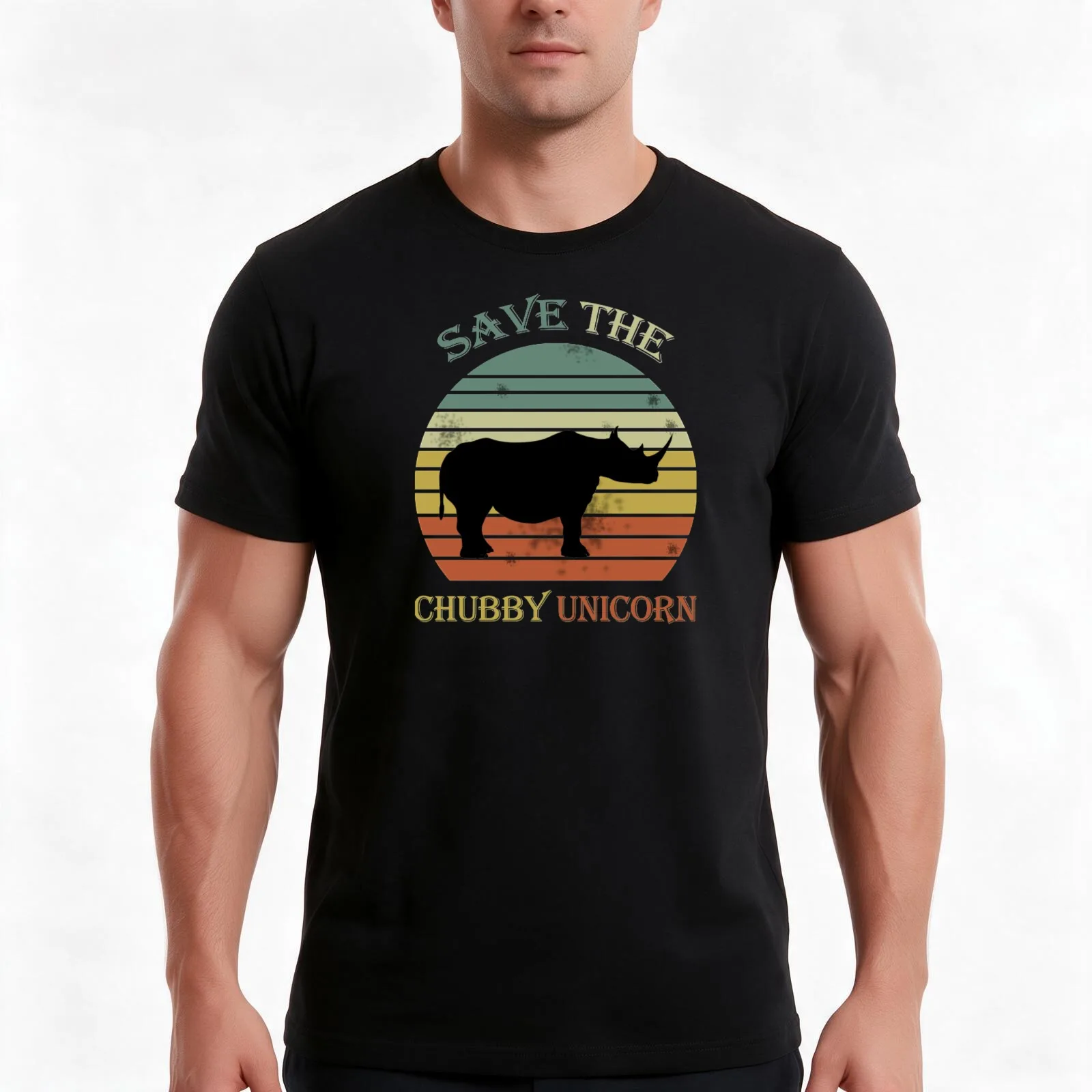 Save The Chubby Unicorns Vintage Colors Distressed T-Shirt Summer Casual Cotton Tee Oversized Streetwear Tops 100% Cotton