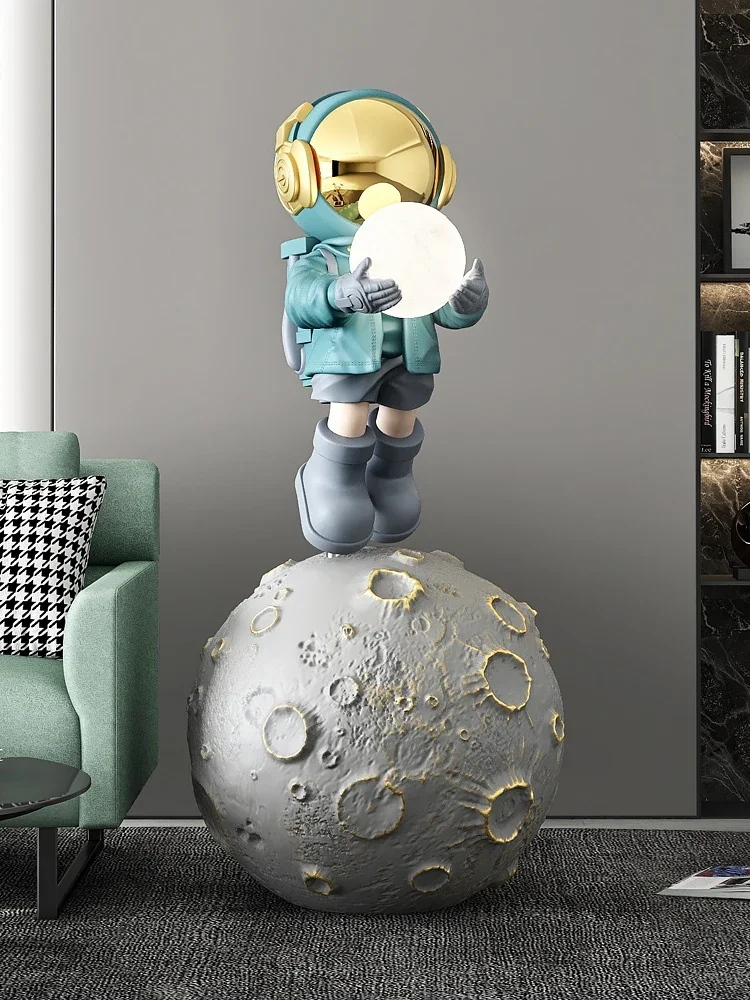 Home Decor Large Astronaut Ornaments Fashion Living Room Store Floor Sculpture Interior Modern Art Galactic Light Resin Statue