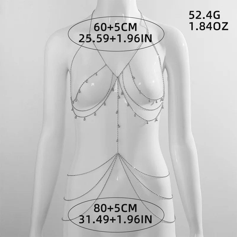 سلسلة صدر بشراشيب متعددة الطبقات ، نمط رقبة معلقة ، سلسلة معدنية مثيرة ، اتجاه جسم الشاطئ ،