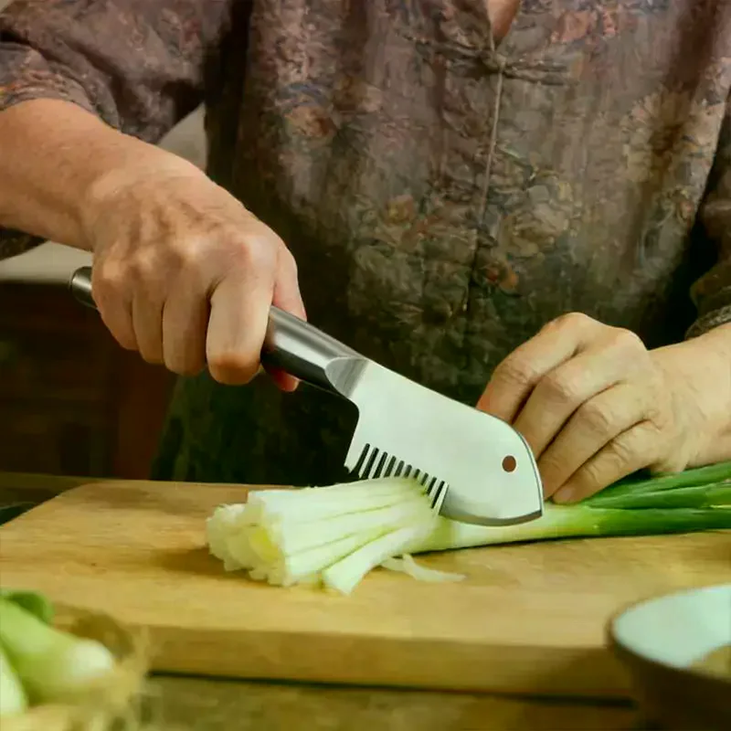 Stainless Steel Green Onion Cutter Shredder Slicer Kitchen Gadget Multi-functional Green Onion Chopper Scallion Shredding Knife