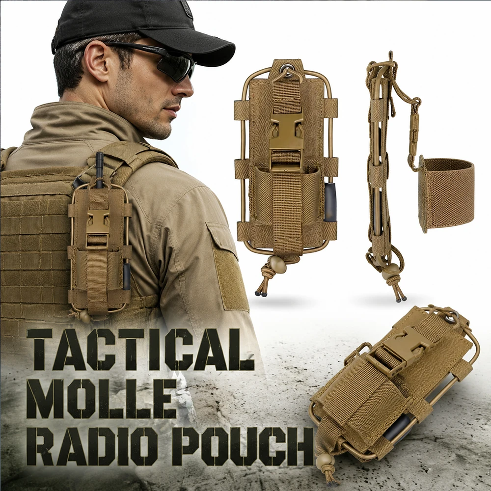 Tactical MOLLE Radio Pouch Mini Walkie Talkie Bag Waist-Mountable Utility Pouch Magazine Storage Bag for Hunting Camping Outdoor