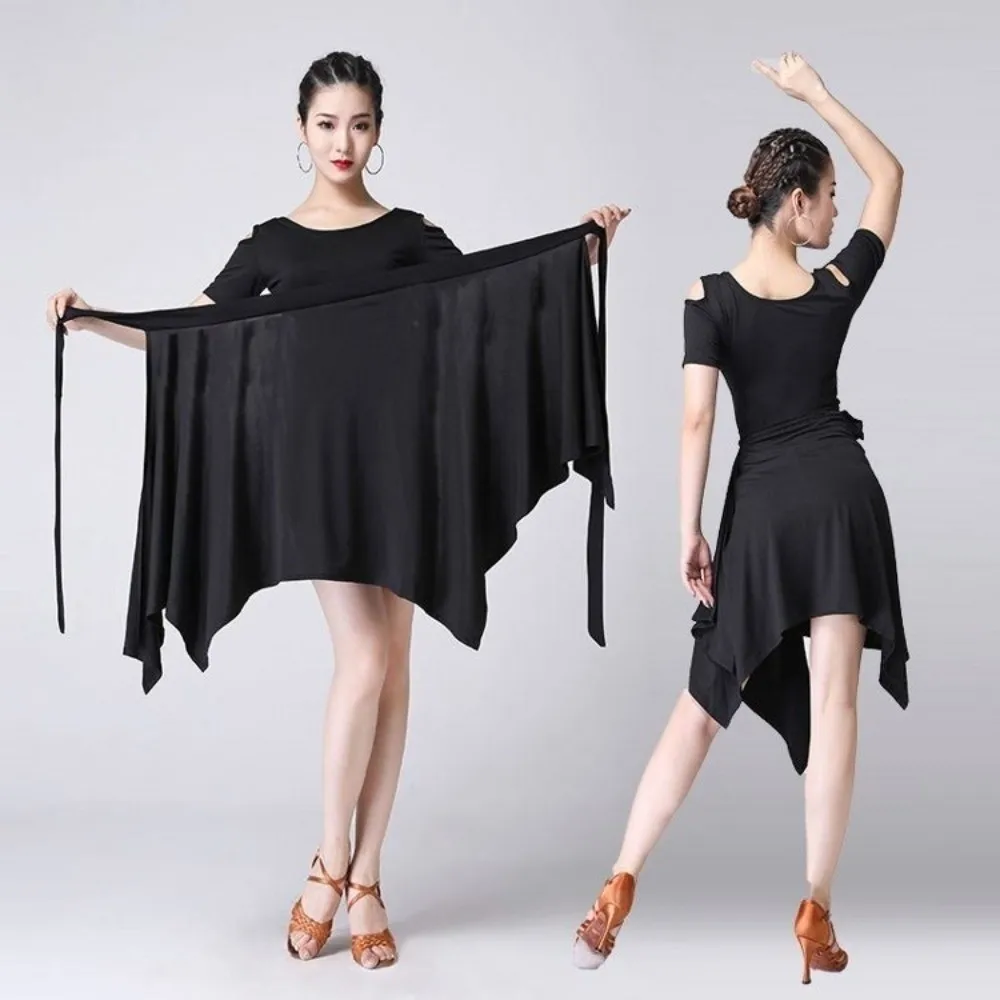 Solid Color Latin Dance Skate Skirt Lace Up Irregular Wrap Scarf Dancewear Dance Accessories Dress Triangle Dance Skirt