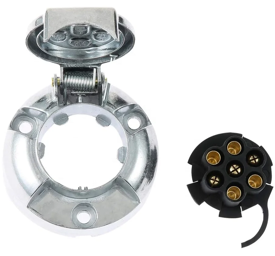 European Style 12V 7Pin Trailer Socket Aluminum Round Trailer  Socket 7 Pin for RVs Caravans Trailers Boats