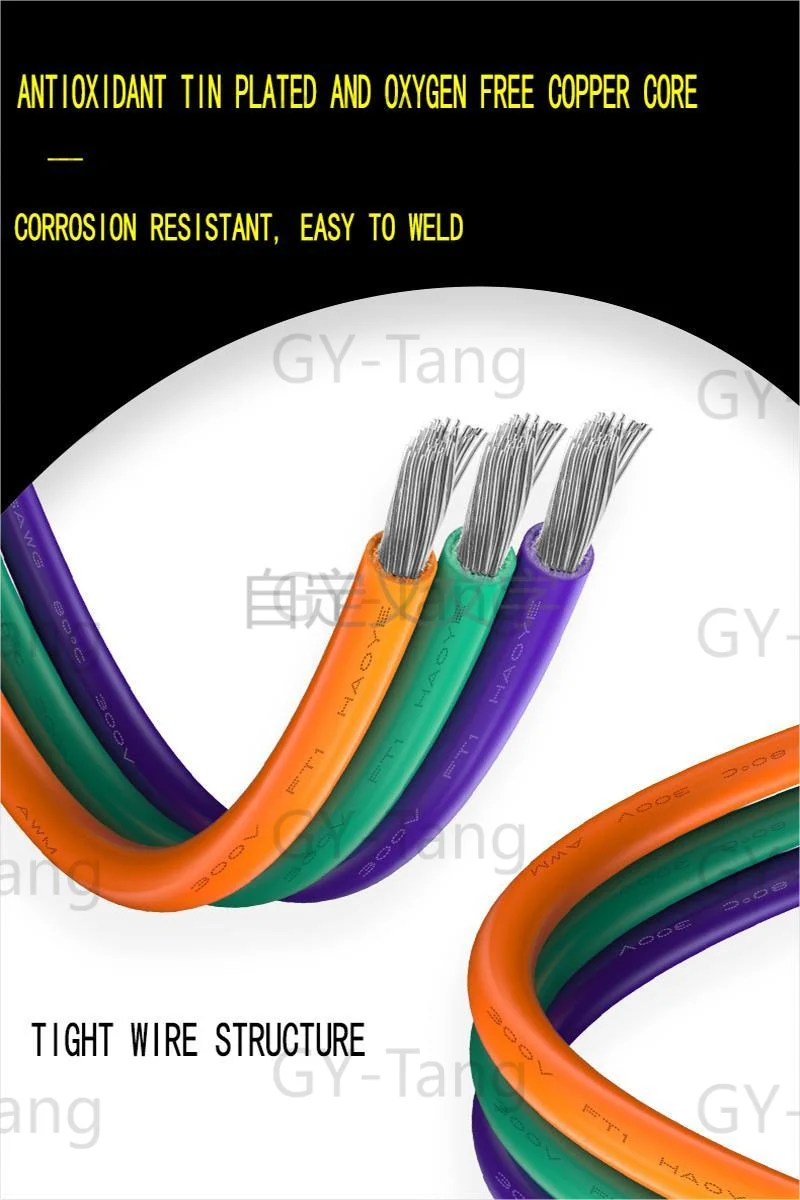 16-30AWG 5 Colors DIY Wire Silicone Tinned Copper Electronic Wire, 5-20 Meters per Axis, Stranded Wire Cable
