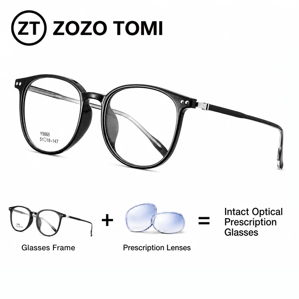Prescription Eyeglasses Frame TR90 Retro Round Prescription Glasses Men Women Optical Myopia Anti Blue Light Spectacles Y9865