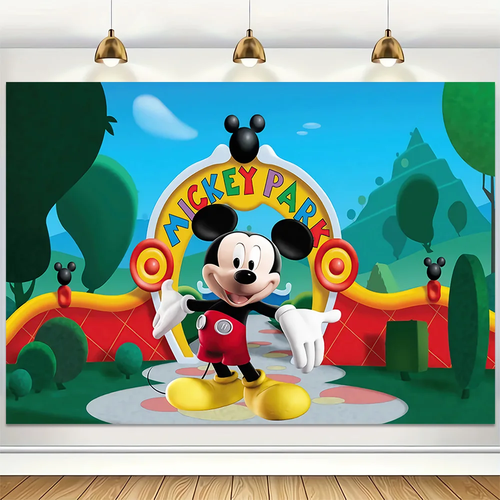 Disney Mickey Mouse Clubhouse Backdrop Decoration Kids Happy Birthday Background Vinyl Cloth Party Backdrops Baby Shower Banner