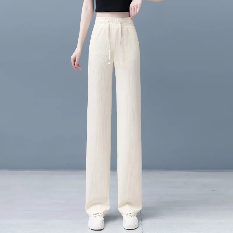 

Pants for Women, Summer Thin Straight Pants, Versatile Draped High-Waist Petite Casual Pants