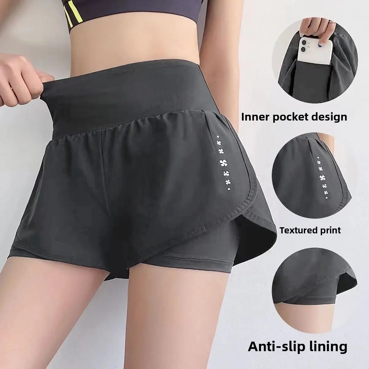 Women's Yoga Shorts Fitness Sports Five-Quarter Pants High Waist Quick Dry Cycling Running Exercise Tight Pants