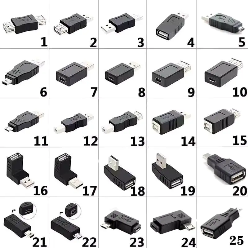 USB 2.0 Adapter, Android Mini 5P Micro 5P USB BM/BF Adapter, Android Male to Female Data Charging Adapter