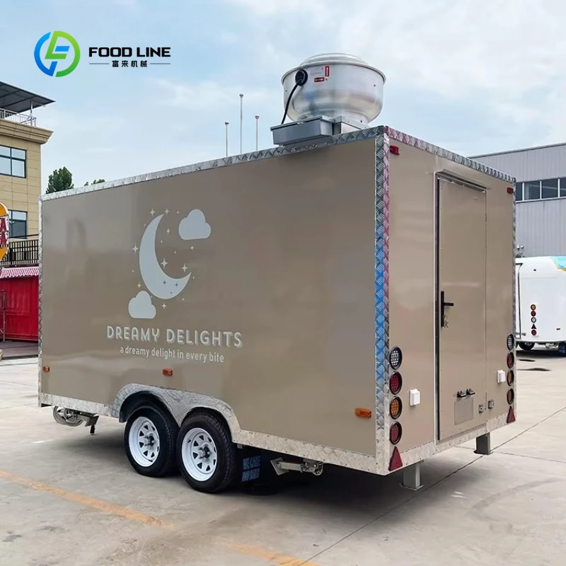 Customized Trailer Mobile Coffee Juice Drink Beer Bar Trailer Ice Cream Food Truck with Full Kitchen Equipment