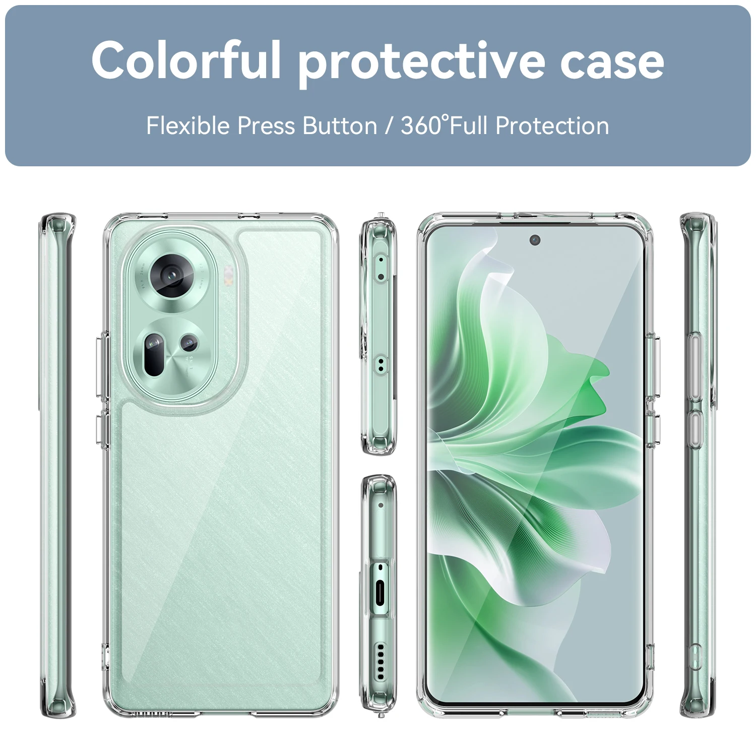 Acrylic Clear Case for Oppo Reno11 Global Luxury Silicone Protection Cute Transparent Hard Phone Cover OppoReno11 CPH2599 Coque