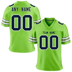 Personalized Navy Gray Green American Football Jersey Custom Print Team Name Number Training Jersey Men Women Youth Fans Shirt