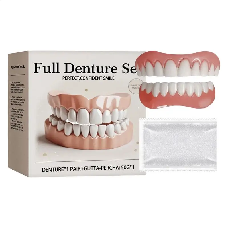

Silicone Denture Set Natural Safe Professional False Teeth Securing Upper And Lower Dentures Soft Denture Kit Oral Hygiene Care