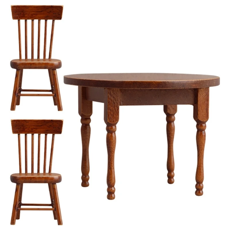 

1/12 Scale Miniature Table Chair Model Furniture Set for Dollhouses Enthusiasts Craft Model Scene Display Accessories 15UB