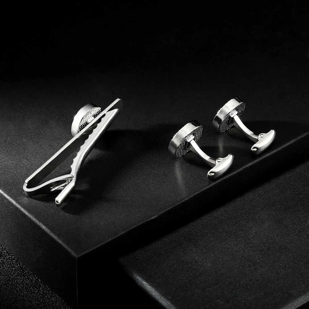 أزرار أكمام دائرية ملمس باللون الأزرق الكريستالي للرجال ومجموعة مشبك ربطة عنق ، إغلاق ظهر الحوت الفريد ، شحن مجاني