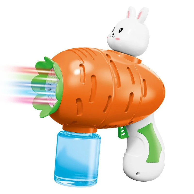 Elektrische automatische Seifenblasenmaschine, niedliche Kaninchen-Cartoon-Bär-Seifenblasenpistole zum Seifenblasen, interaktives Spielzeug, Foto-Requisiten für Mädchen