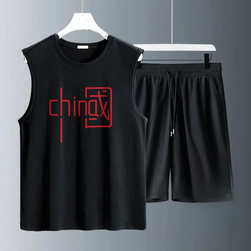 

Men's Tank Top Sets 2026 Summer Quick drying oversize Breathable seaside sports running Suit for man beach men's suits