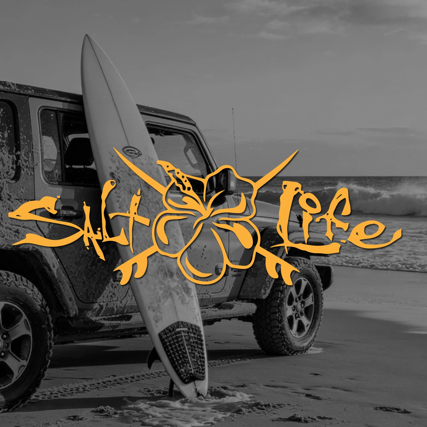 Salt Life Hibiscus Car Sticker - Beach & Fishing Vinyl Decal for Off-Road SUV Motorcycle Sticker