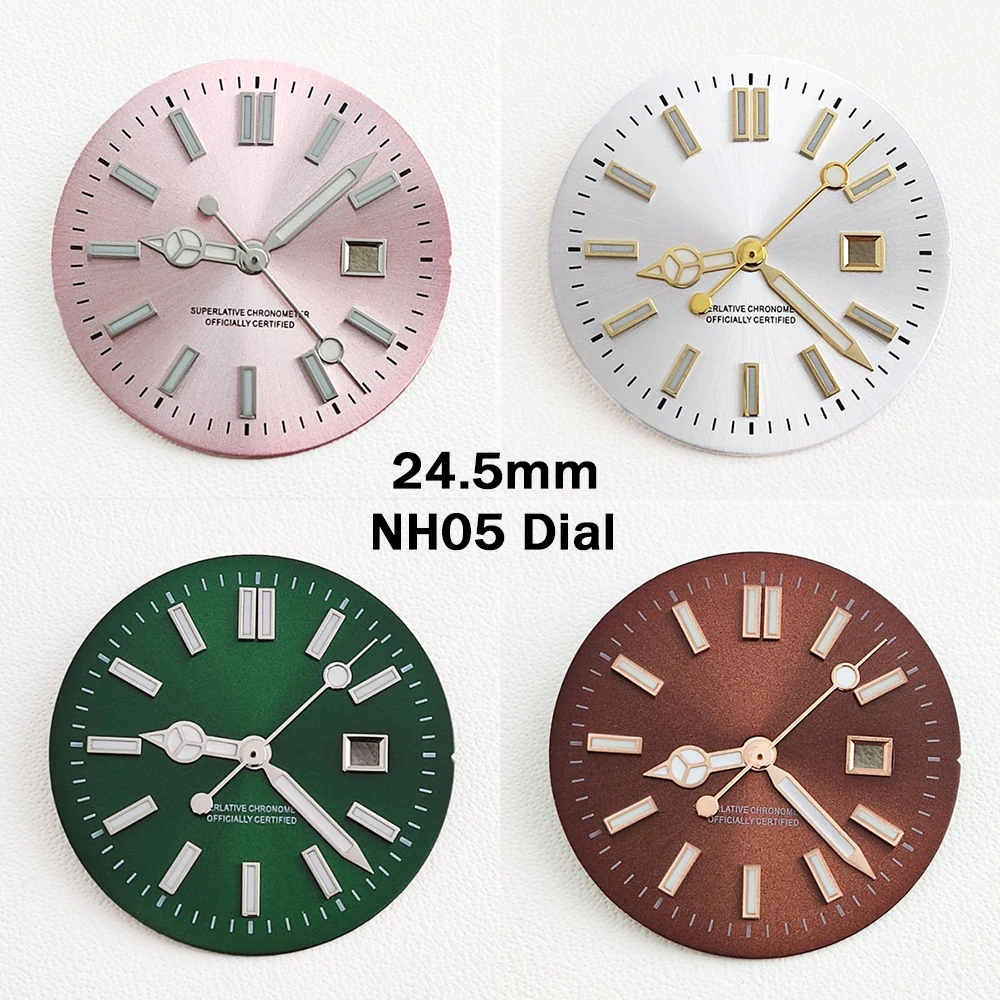 NH05 Dial 24.5mm Dial Green Luminous Dial Customized Logo Dial Suitable for NH05 Automatic Movement Watch Accessories