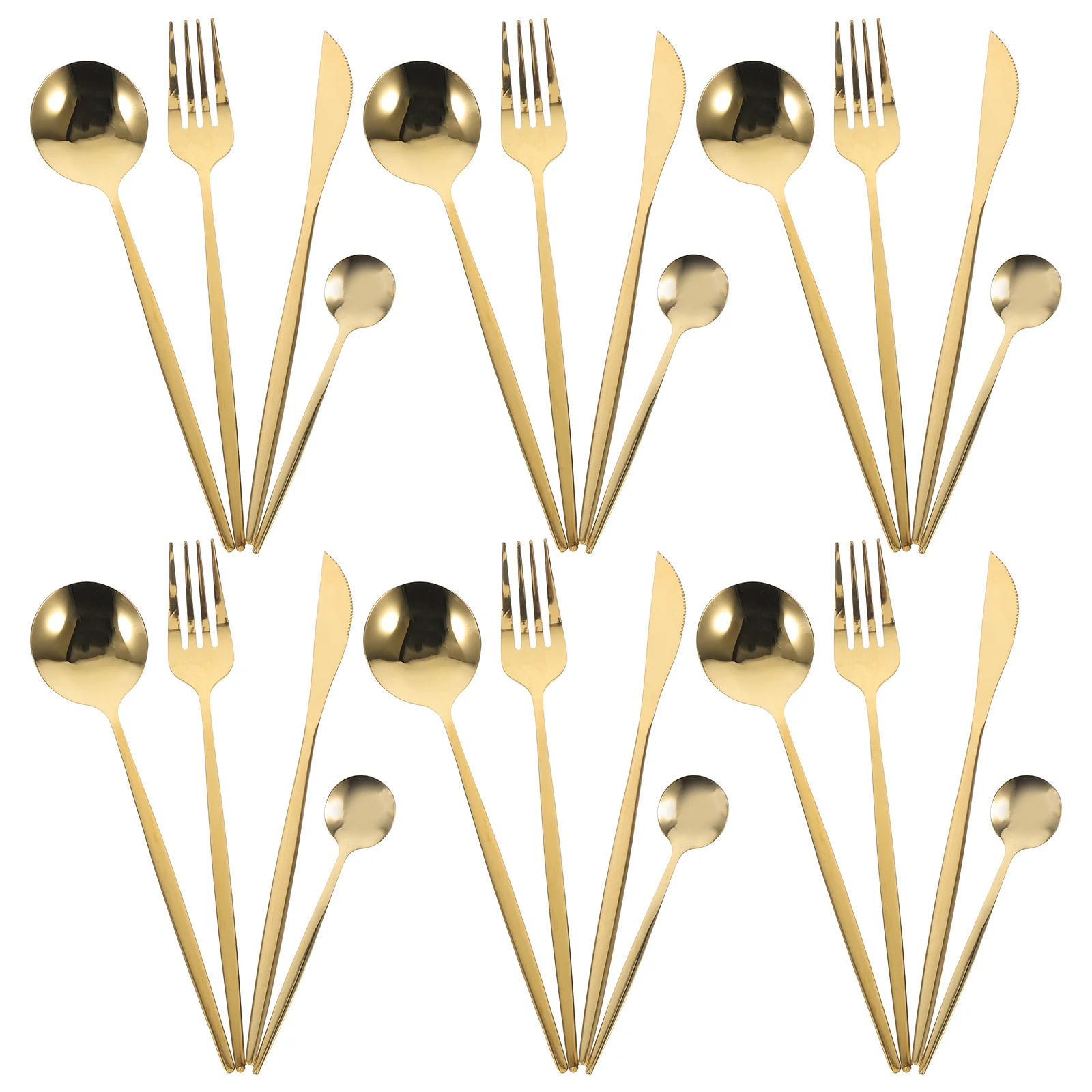 

6Sets Stainless Steel Cutlery Set Steak Forks Spoons Teaspoons Elegant Flatware Reusable Tableware Kit Dining Occasions