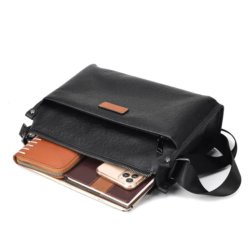 New Single Shoulder Genuine Messenger Luxury Leather Bag Men Casual High-end Large Capacity Cowhide Bag Men's Porte Document