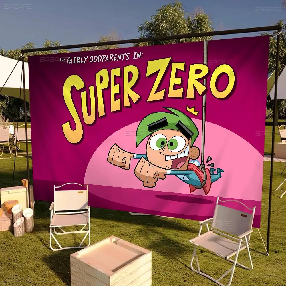 Cartoon The Fairly OddParents Creative Pattern Hanging Flag Polyester Printed Banner Hand Pulled Flag