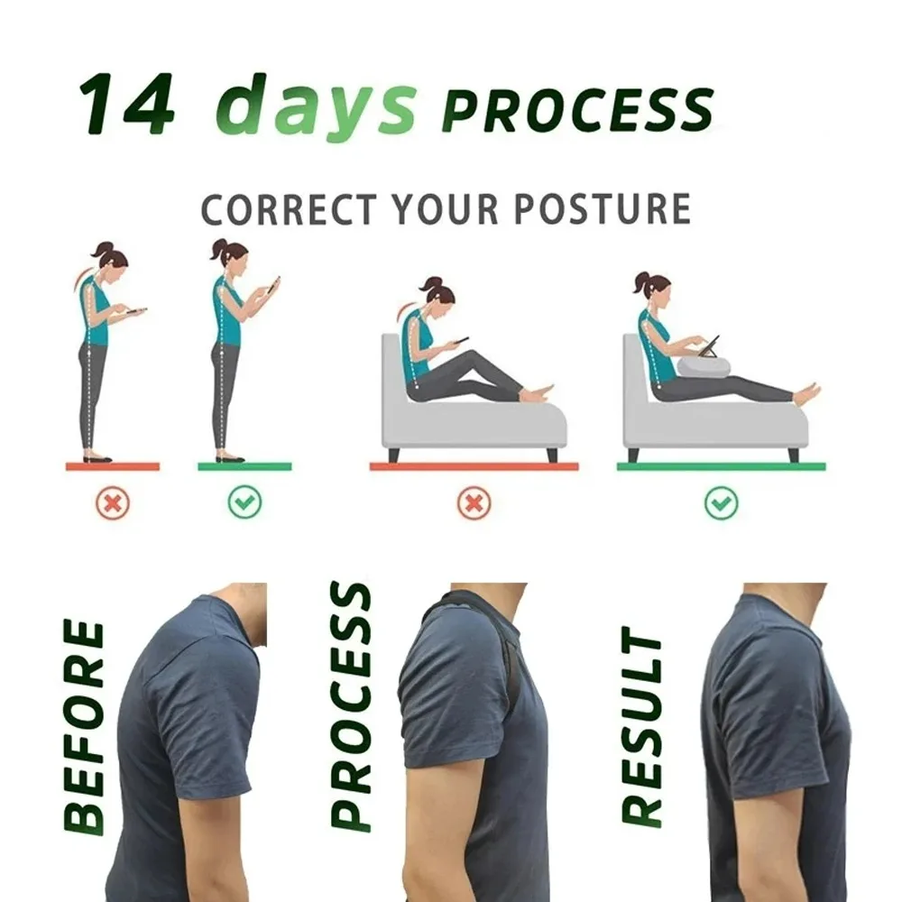 1Pcs Adjustable Back Shoulder Posture Corrector Belt Clavicle Spine Support Brace For Home Office Sport Upper Back Neck Training view 3