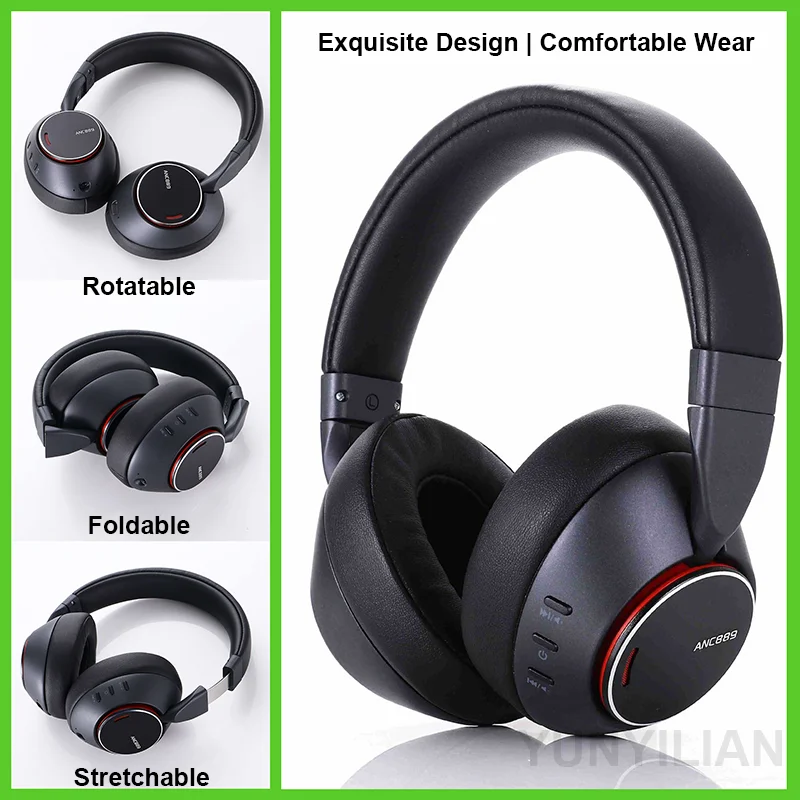 Original Y889 Bluetooth Headphones -48db Active Noise Cancelling Bluetooth headphones ANC-Max Headsets HiFi Stereo Earphones