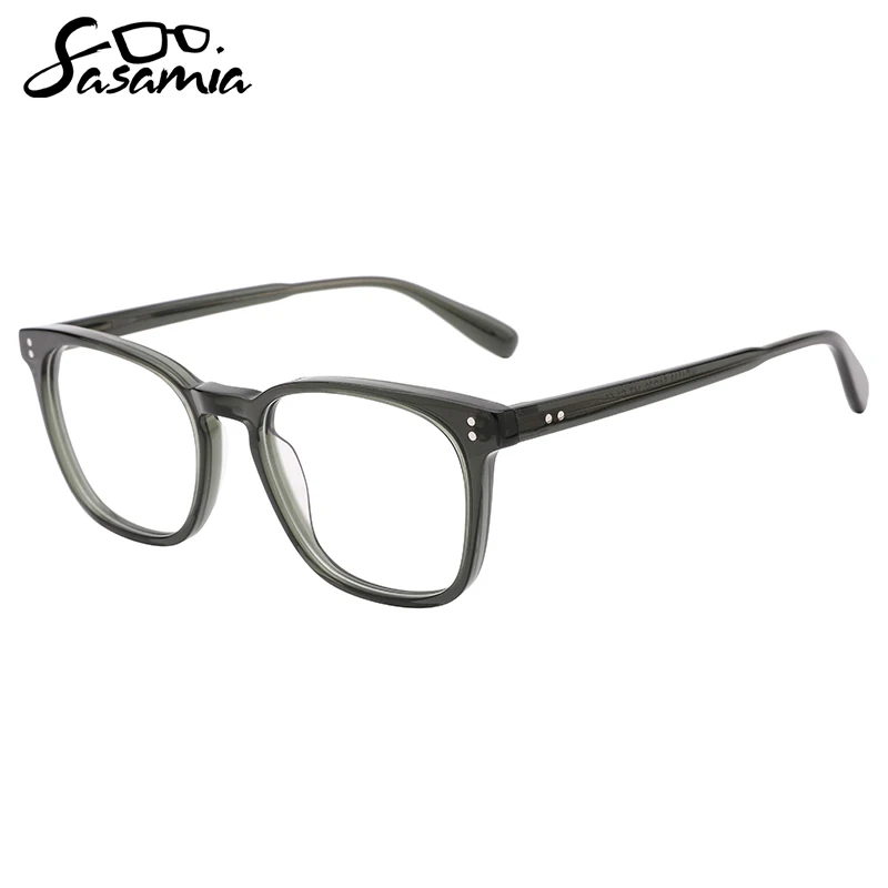 SASAMIA Unisex Eyewear Acetate Flat Rectangle Shape Frame Optical Glasses Classical Color Design Glasses in 4 Colors WD1388