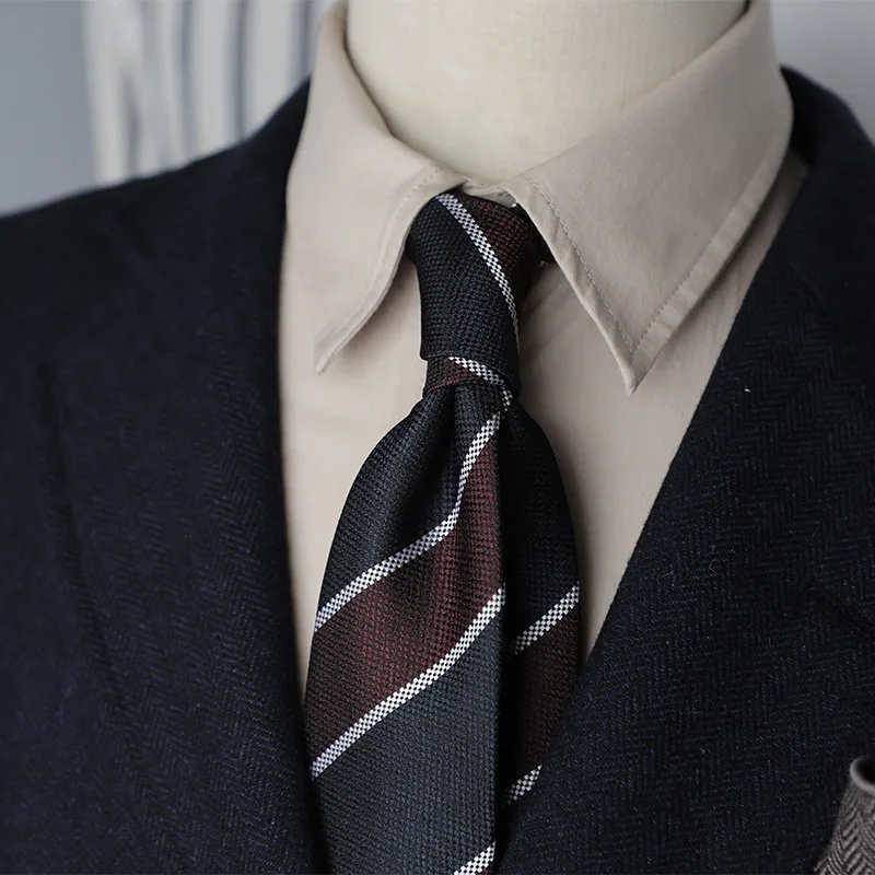 Creative Vintage Suit Stripe Necktie Formal Men Business Hand‑tied Jacquard Tie For Wedding Banquet Groom Groomsman Present