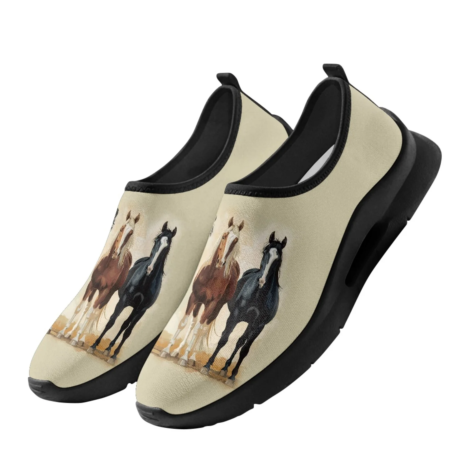 PENSTROLL Three Horses Pattern Lightweight Comfortable Casual Sneakers Casual Walking Shoes for Men Summer Work