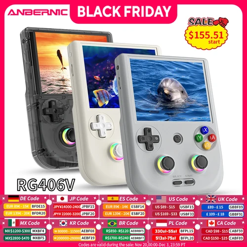 ANBERNIC-consola de juegos portátil RG 406V, pantalla multitáctil IPS de 4 "", Android 13, RG406V, videojuegos Retro, compatible con actualización de 1080p DP FOTA