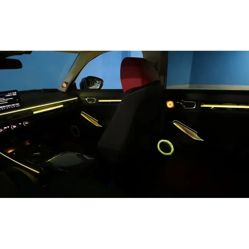 Hot Sale SJC Upgraded Interior LED Lights for 2022-2025 11th Civic Car Speaker Cover Saddle Light 64 Color rainbow