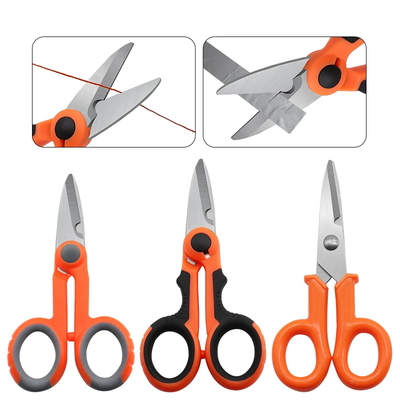 420 Stainless Steel Fishing Scissor Accessories Electrician Portable Scissors Plier Cut PE Braid Line Lure Carp Fishing Tools