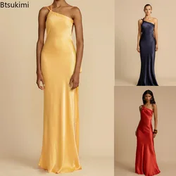 2026 Sexy Backless Maxi Dress Women's Solid Sleeveless Skew Collar Off-shoulder Elegant Party Evening Dresses for Ladies Vestido