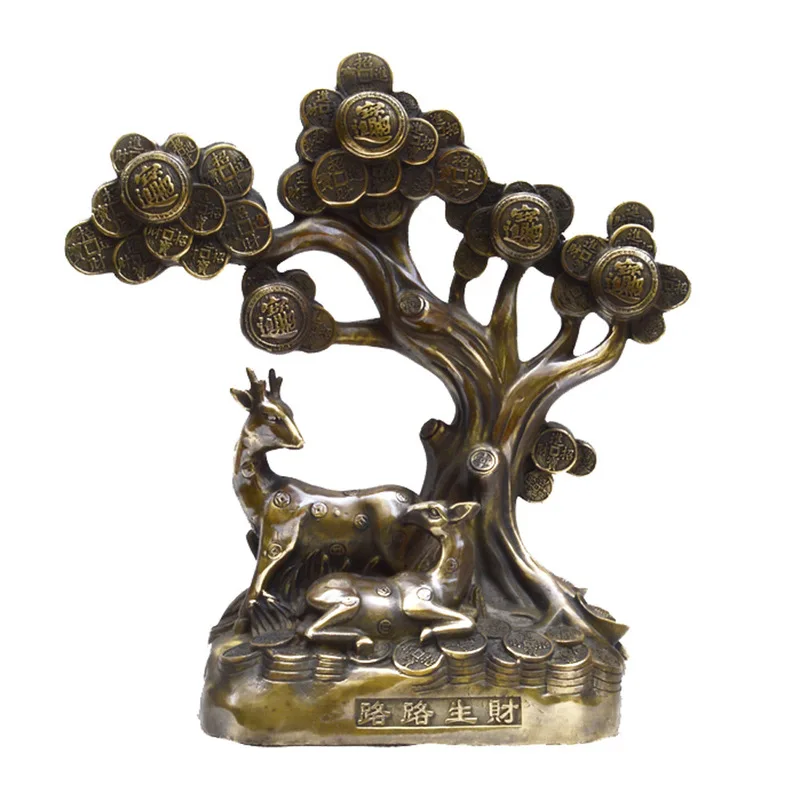 Pure copper "Road to Wealth" metal craft ornament for home living room decoration