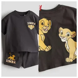 Disney Cartoon Printed Boys' Clothing Short Sleeved Sportswear Summer Clothing T-shirt+tight Shorts Two-piece Set Kids Clothing