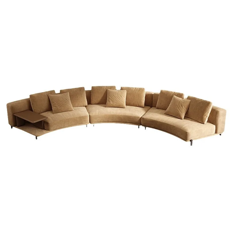 

Italian minimalist leather sofa size flat living room semicircular sofa design curved fabric furniture